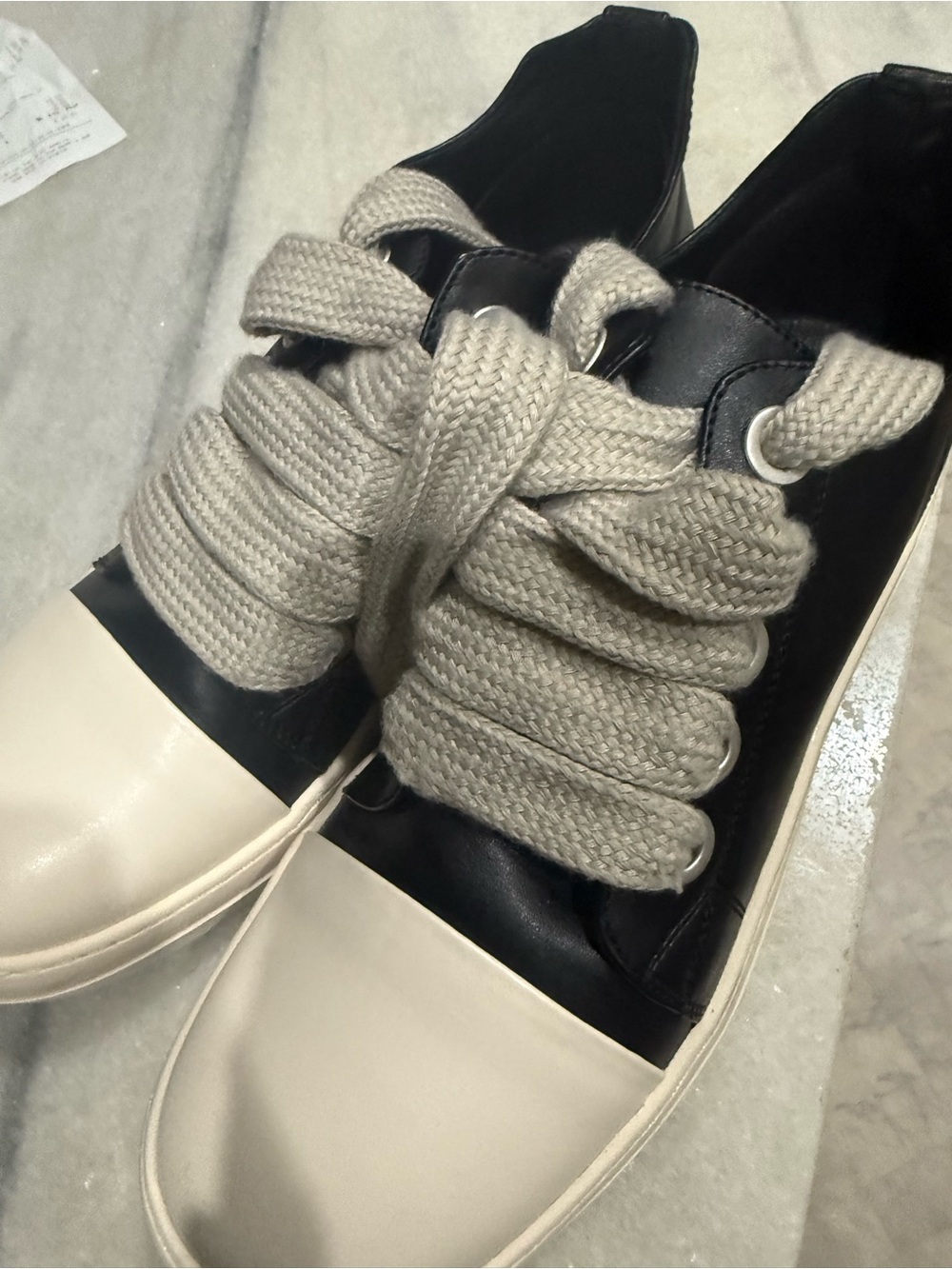 H&M Black and Cream Chunky Lace Athletic Sneakers